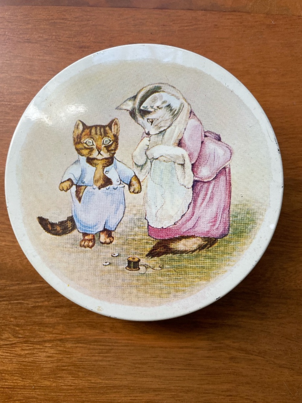 Vintage Huntley & Palmers Tom Kitten Beatrix Potter Biscuit Tin Round Red